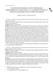 Valoraci n indirecta de un programa agroambiental enfocado a la conservaci n de la avifauna estaparia en el norte de Espa a.