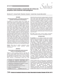 Salus Actividad bacteriostática y bactericida de la tintura de ARTÍCULO