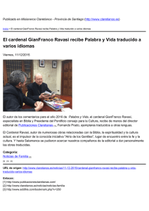El cardenal GianFranco Ravasi recibe Palabra y Vida traducido a