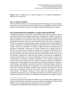D az, R; Lacarrieu, M. y Gravano, A. (2004); Cap. 13 casos de registro. En: Guber, R. (2004);