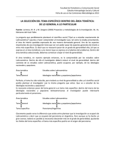 Lorenzo, M. R. y M. Zangaro (2003); Proyectos y metodolog as de la Investigaci n. Bs. As. Ediciones del Aula Taller.