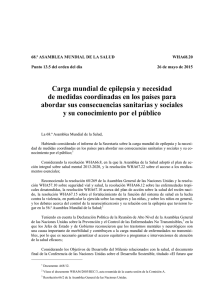 Resolución: Carga mundial de epilepsia y necesidad de medidas coordinadas en los países para abordar sus consecuencias sanitarias y sociales y su conocimiento por el público