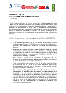 MANIFIESTO DE LA PLATAFORMA JUSTICIA PARA TODOS