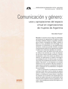 Comunicaci n y g nero: usos y apropiaciones del espacio virtual en organizaciones de mujeres de Argentina