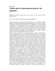 -Hall, Stuart (1984): Notas sobre la deconstrucci n de lo popular , en Samuels, R. (ed.): Historia popular y teor a socialista. Barcelona: Cr tica.
