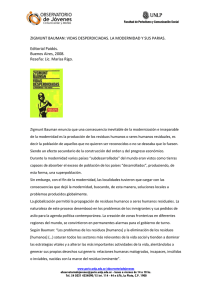 ZIGMUNT BAUMAN: VIDAS DESPERDICIADAS. LA MODERNIDAD Y SUS PARIAS. Editorial Paidós.