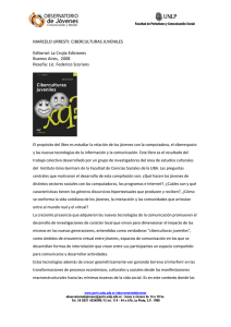 MARCELO URRESTI: CIBERCULTURAS JUVENILES Editorial: La Crujía Ediciones Buenos Aires,  2008