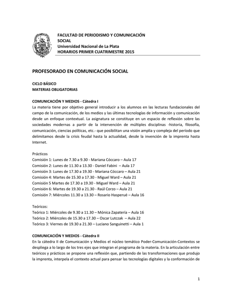 Horarios profesorado 2015 pdf