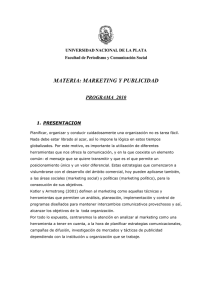 MATERIA: MARKETING Y PUBLICIDAD PROGRAMA  2010  UNIVERSIDAD NACIONAL DE LA PLATA