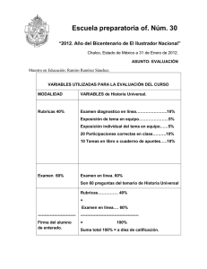 RUBRICA 40% Evaluacion 2012.
