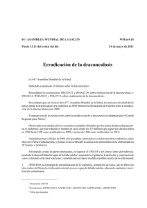 Erradicación de la dracunculosis 64.ª ASAMBLEA MUNDIAL DE LA SALUD WHA64.16
