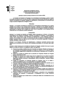 Reglamento de R gimen Interno Comisi n de Estudios de Posgrado de la UEX.