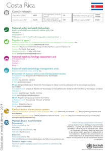Costa Rica Country indicators National policy on health technology