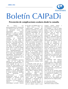 Boletín CAIPaDi Prevención de complicaciones oculares desde la consulta ABRIL 2016