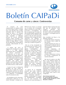 Boletín CAIPaDi Consumo de carne y cáncer. Controversias DICIEMBRE 2015