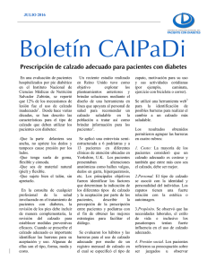 Boletín CAIPaDi Prescripción de calzado adecuado para pacientes con diabetes