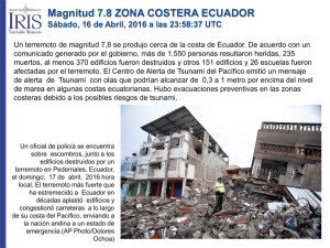 Magnitud 7.8 ZONA COSTERA ECUADOR