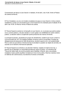 Concentración de Apoyo al Juez Garzón: el sábado, 24 de abril,... de Justicia de Murcia.