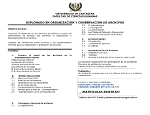 DIPLOMADO EN ORGANIZACIÓN Y CONSERVACIÓN DE ARCHIVOS UNIVERSIDAD DE CARTAGENA