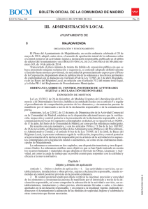 Ordenanza sobre el control posterior de actividades sujetas a declaración responsable