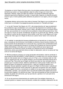 Ecologistas en Acción Región Murciana pide a los principales partidos... de Murcia que actúen con responsabilidad y dejen de utilizar...
