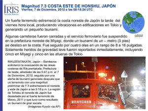 Magnitud 7.3 COSTA ESTE DE HONSHU, JAPÓN
