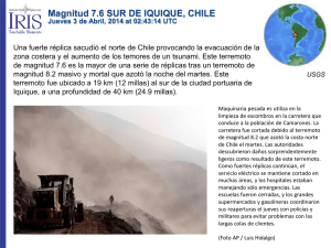 Magnitud 7.6 SUR DE IQUIQUE, CHILE