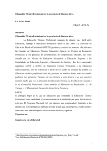 Educación Técnico Profesional en la provincia de Buenos Aires. Resumen