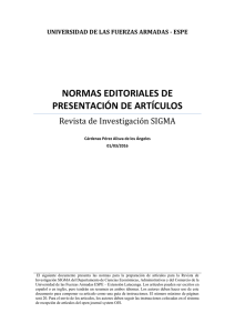 NORMAS EDITORIALES DE PRESENTACIÓN DE ARTÍCULOS Revista de Investigación SIGMA