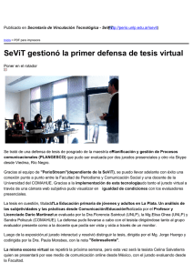 SeViT gestionó la primer defensa de tesis virtual