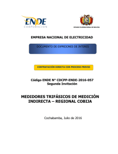 MEDIDORES TRIFÁSICOS DE MEDICIÓN INDIRECTA – REGIONAL COBIJA EMPRESA NACIONAL DE ELECTRICIDAD