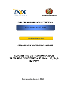 SUMINISTRO DE TRANSFORMADOR TRIFASICO DE POTENCIA 50 MVA, 115/24,9 KV-PETT