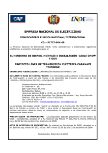EMPRESA NACIONAL DE ELECTRICIDAD CONVOCATORIA PÚBLICA NACIONAL/INTERNACIONAL  CD – PLTCT-004-08