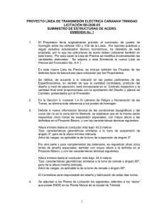 PROYECTO LÍNEA DE TRANSMISIÓN ELÉCTRICA CARANAVI TRINIDAD LICITACIÓN IBI-2006-05