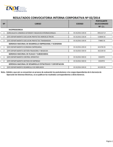 Resultados convocatoria interna corporativa n° 02/2014