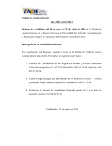 Informe Semestral de la Unidad de Auditoria Interna correspondiente a la gestión 2014