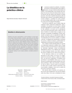 La bioética en la práctica clínica Miguel Sánchez-Gonzaléz y Benjamín Herreros Ruiz-Valdepeñas