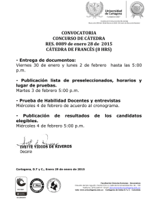 CONVOCATORIA CONCURSO DE CÁTEDRA RES. 0089 de enero 28 de  2015