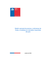 Boletín semanal de precios y volúmenes de del país octubre de 2015
