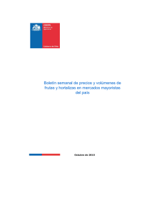 Boletín semanal de precios y volúmenes de del país Octubre de 2015