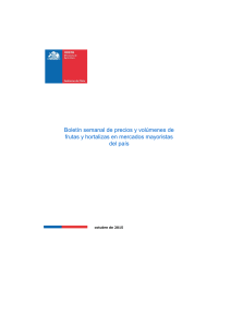 Boletín semanal de precios y volúmenes de del país octubre de 2015