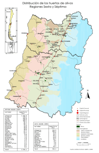 Distribución de los huertos de olivos Regiones Sexta y Séptima N