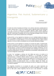 Brief Policy Argentina:  País  Austral,  Sudamericano  y