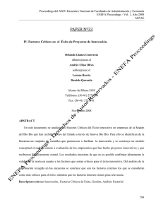 404 Factores Criticos en  el  Exito de Proyectos de Innovacion. 2008