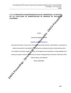 415 LA FORMACION EN RESPONSABILIDAD SOCIAL EMPRESARIAL UN ESTUDIO EN LAS FACULTADES DE ADMINISTRACION DE EMPRESAS DE ANTIOQUIA (COLOMBIA) 2011