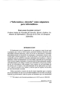 «&#34;Informática derecho&#34;  como asignatura para informáticos» y