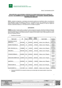 Resolución por la que se aprueba la propuesta de acuerdo definitivo relativo al Decreto Ley–10/2013 de 17 de diciembre de 2013 de ayudas financieras a las pequeñas y medianas empresas industriales de Andalucía.