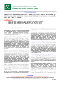 Consolidated Text of the Order of 5 November 2008, establishing regulatory bases of the Andalusian Program of Aids for Firms in difficulty.