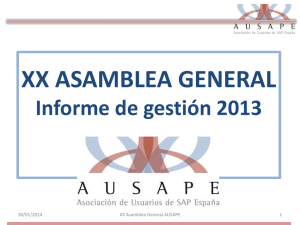 XX ASAMBLEA GENERAL Informe de gestión 2013  30/01/2014