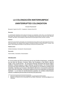 LA COLONIZACIÓN ININTERRUMPIDA UNINTERRUPTED COLONIZATION Ernesto Rosenstand